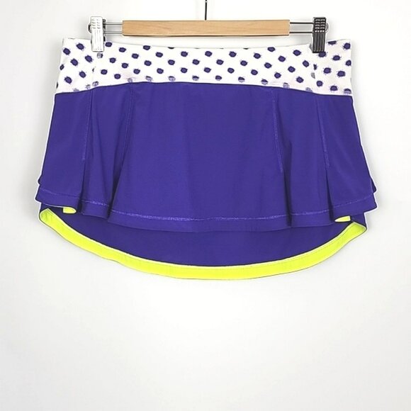 Lululemon Presta Running Cycling Skirt Bruised Berry High Noon Dot White Size 8 - Picture 1 of 9